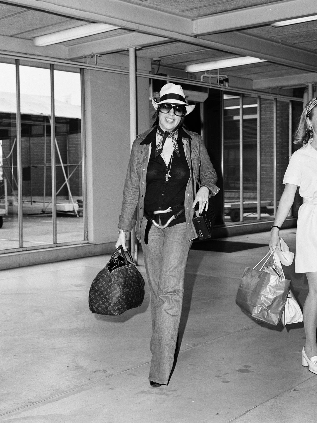 Actress and singer Liza Minnelli arrives at Heathrow Airport, 27th June 1973. 