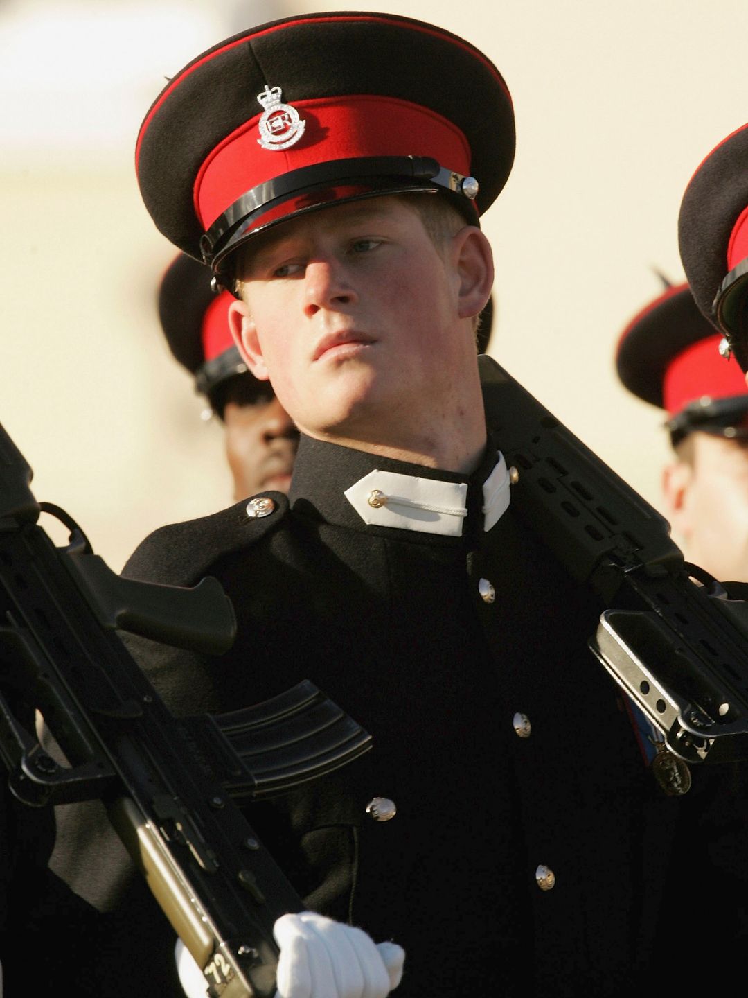 Prince Harry takes part in his first Sovereign's Parade at the Royal Military Academy on December 16, 2005 in Sandhurst