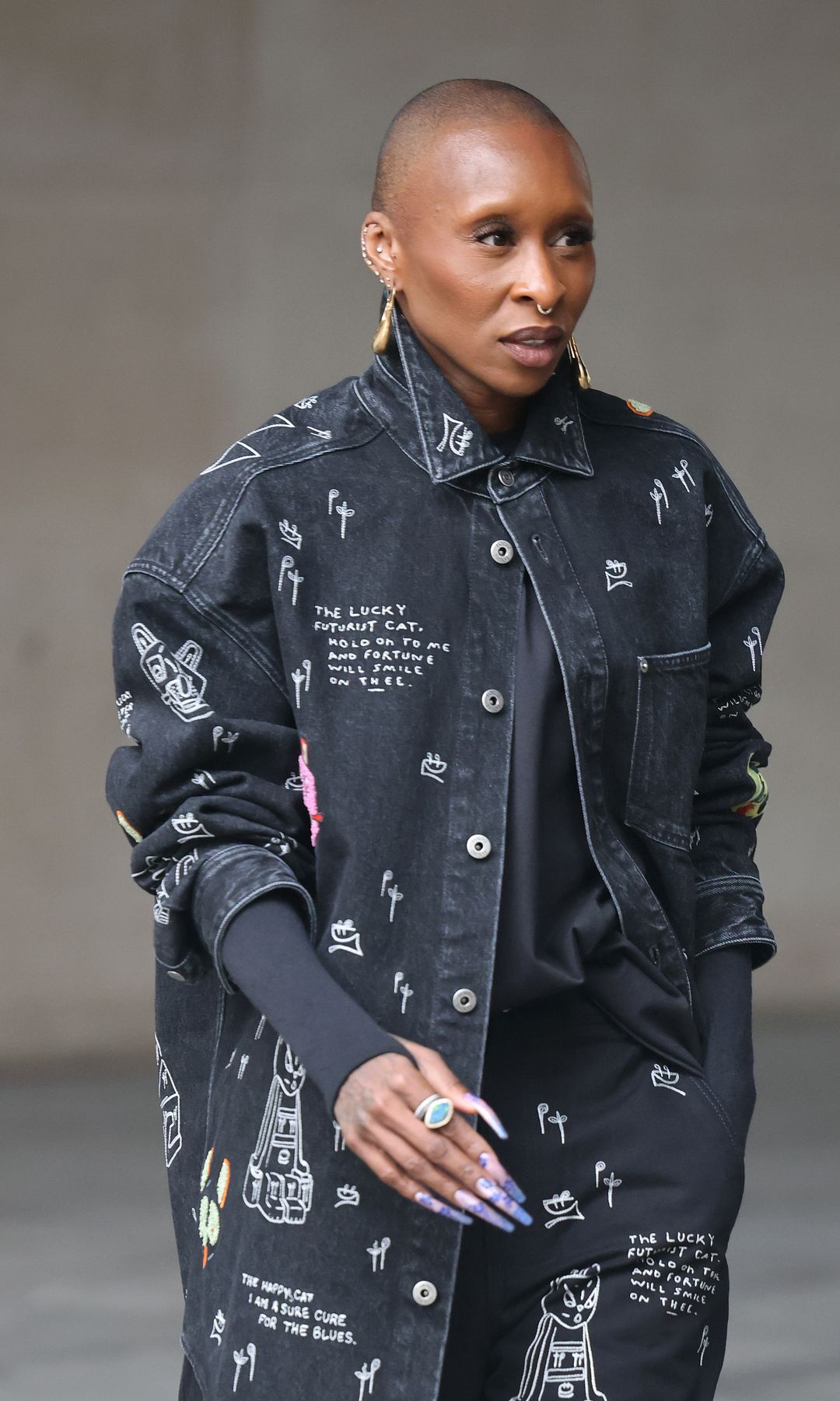 Cynthia Erivo at BBC Radio Studios promoting new movie 'Wicked: For Good' on November 10, 2025 in London, England