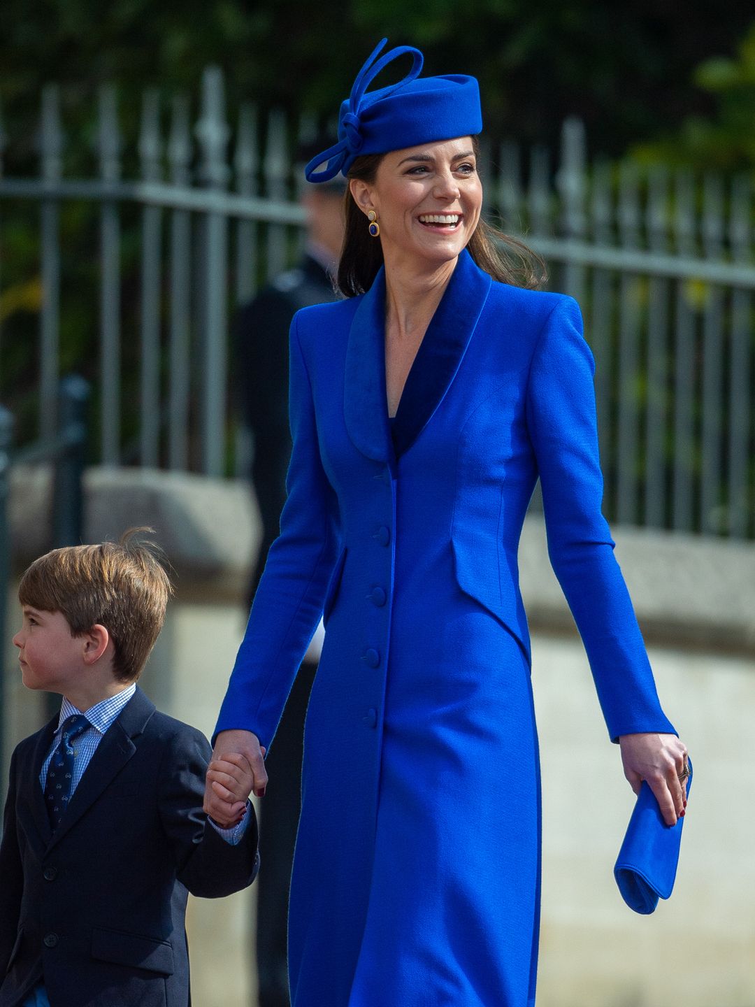  WINDSOR, ENGLAND - APRIL 09:  Catherine, Princess of Wales and Prince Louis of Wales attend the Easter Mattins Service at Windsor Castle on April 9, 2023 in Windsor, England. (Photo by Antony Jones/GC Images)