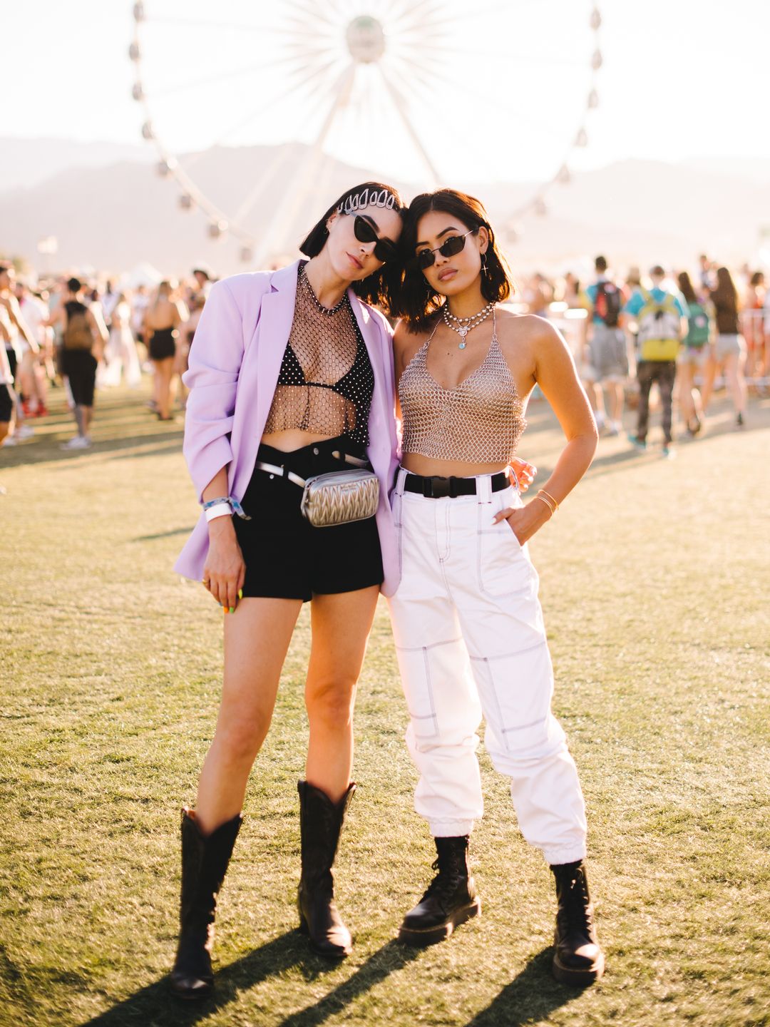 INDIO, CALIFORNIA - APRIL 13: Brittany Xavier and Jill Wallace street style at the 2019 Coachella Valley Music and Arts Festival Weekend 1 on April 13, 2019 in Indio, California. (Photo by Matt Winkelmeyer/Getty Images for Coachella)