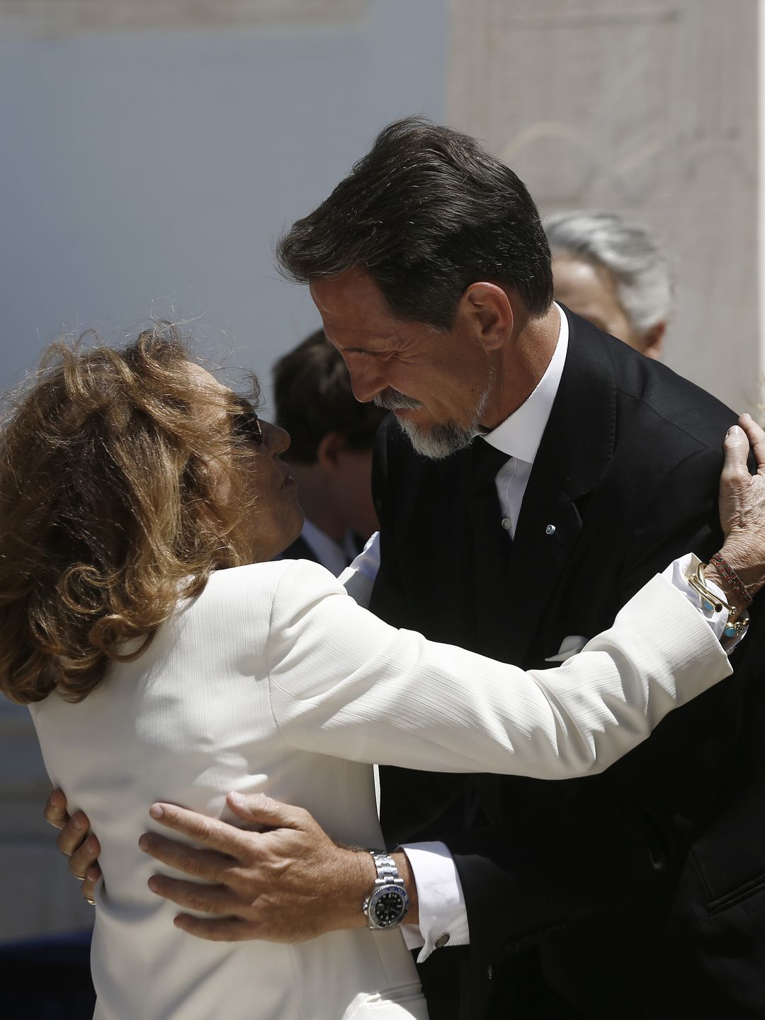 Marina Karella embracing Crown Prince Pavlos