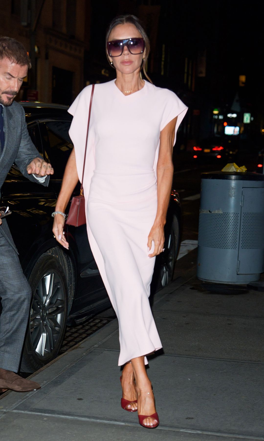 Victoria Beckham and David Beckham are seen on October 15, 2025 in New York City.