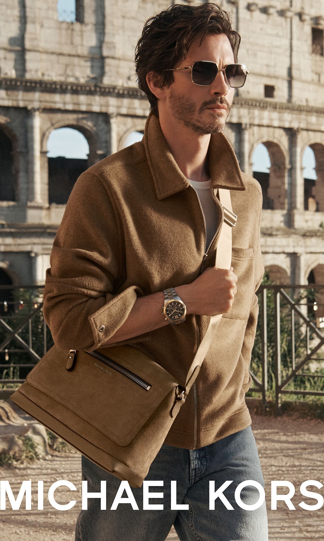 logan lerman for Michael Kors campaign in rome