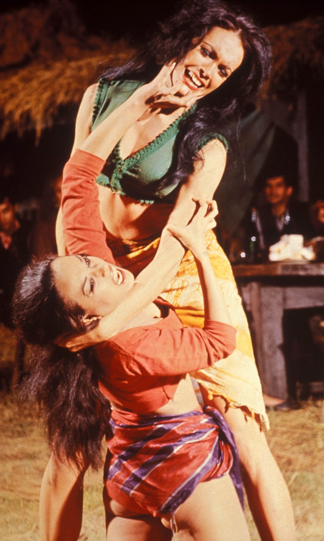 Aliza Gur and Martine Beswick wrestling in a scene from From Russia With Love