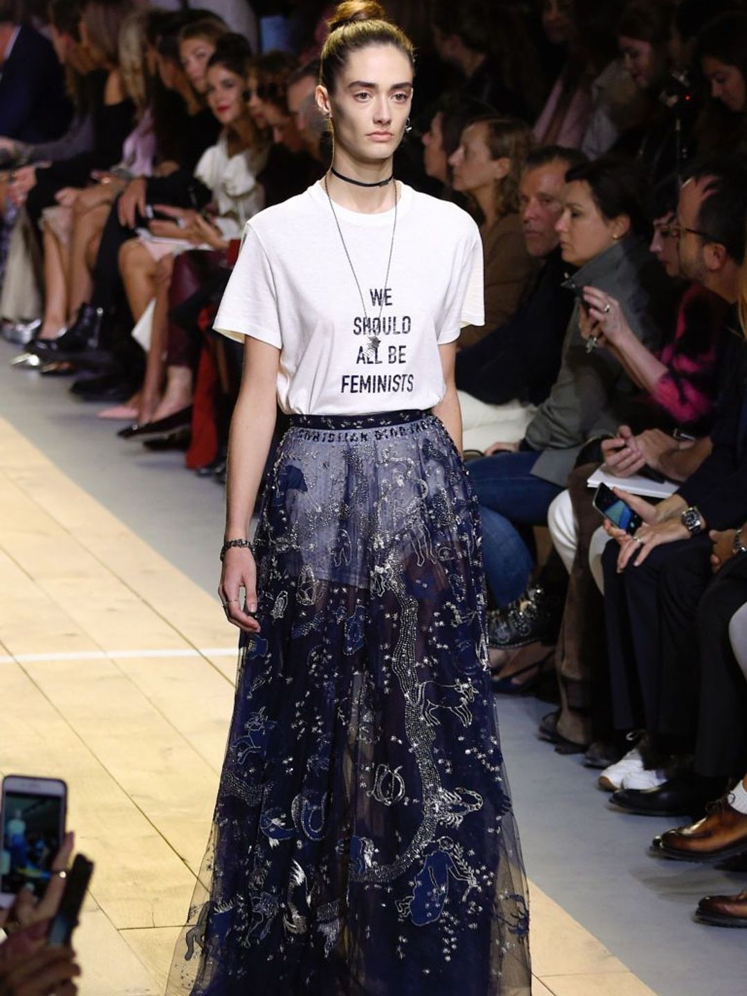 Dior model wears a "we should all be feminists" shirt on the runway in 2017