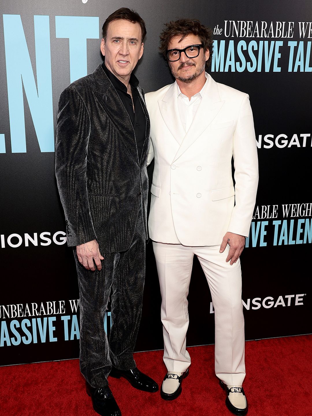 Nicolas Cage and his co-stat Pedro Pascal at the premiere of The Unbearable Weight Of Massive Talent