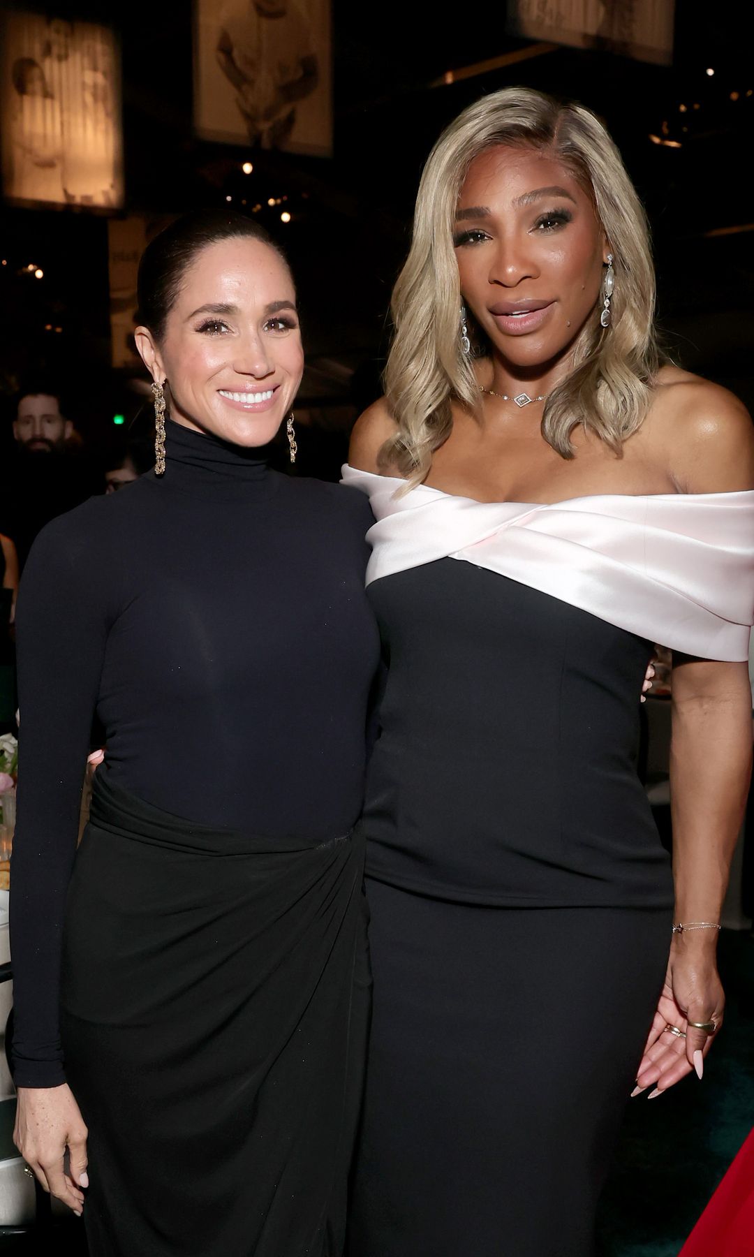 Meghan, Duchess of Sussex and Serena Williams attend the 2025 Baby2Baby Gala Presented By Paul Mitchell at Pacific Design Center on November 08, 2025 in West Hollywood, California
