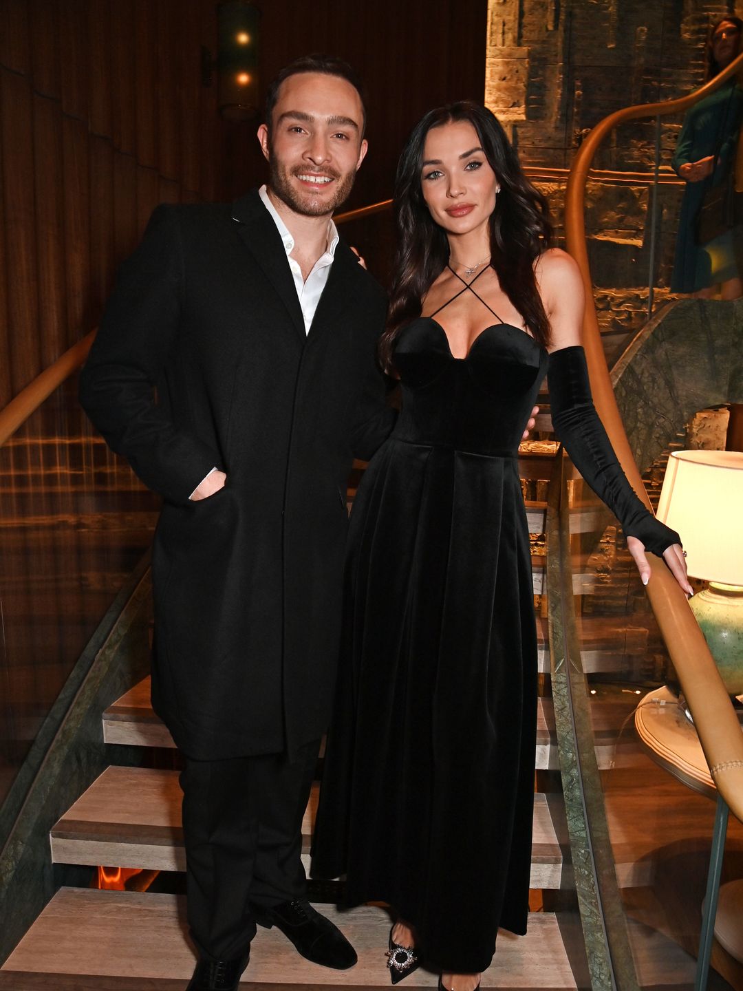Ed Westwick and Amy Jackson attend the Vanity Fair EE Rising Star Party at Pavyllon London, Four Seasons Hotel Park Lane, alongside a star-studded guestlist from across the creative industries, and in celebration of the only category at the EE BAFTA Film Awards voted for by the public, on January 31, 2024 in London, England. (Photo by Dave Benett/Getty Images for EE)