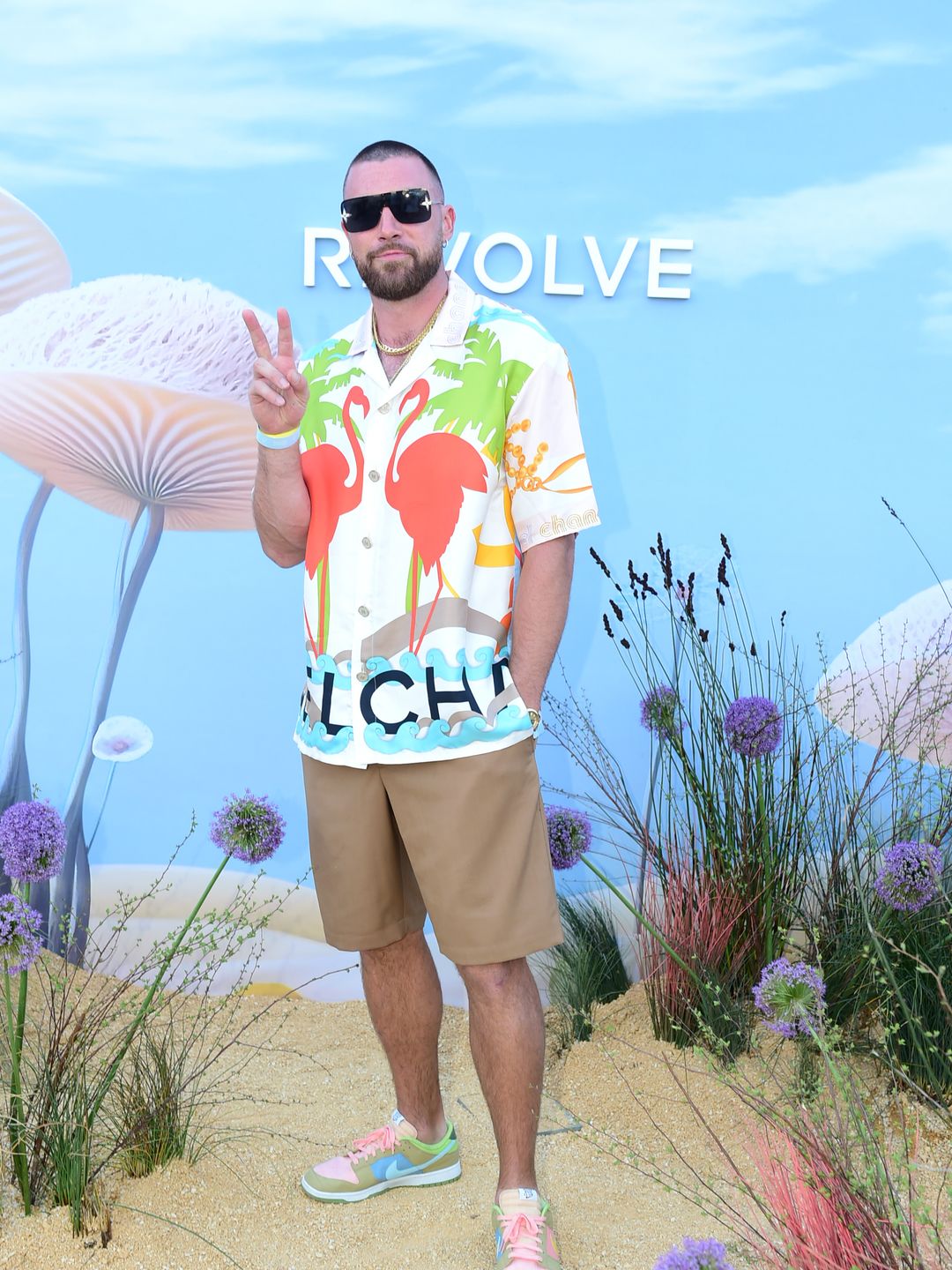 Travis Kelce attends REVOLVE Festival 2023, Thermal, CA - Day 1 on April 15, 2023 in Thermal, California. (Photo by Vivien Killilea/Getty Images for REVOLVE)