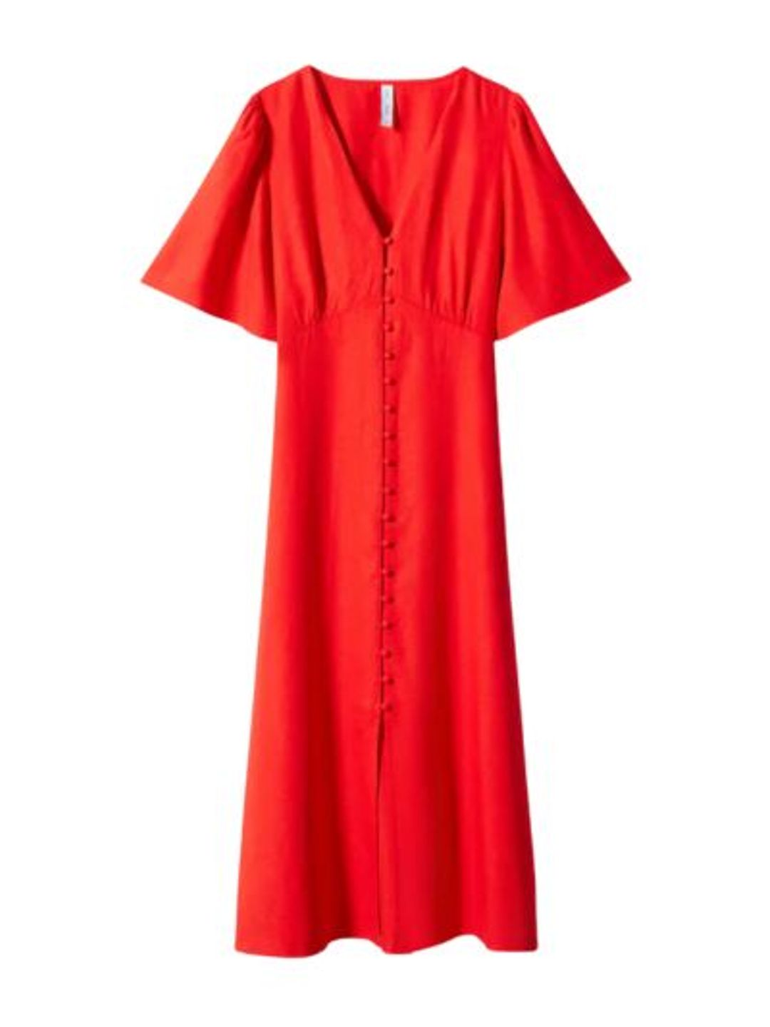 Buttoned linen-blend dress