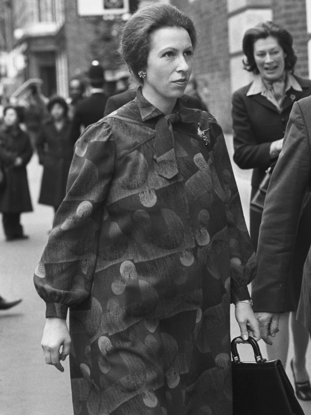 Pregnant Princess Anne in an abstract dress