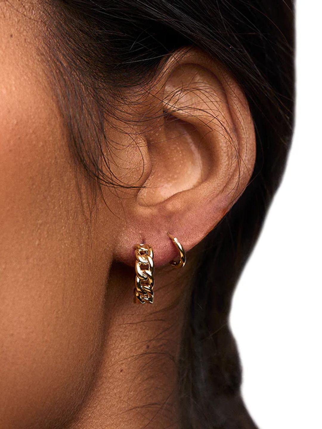 Chain Huggie Hoop Earrings