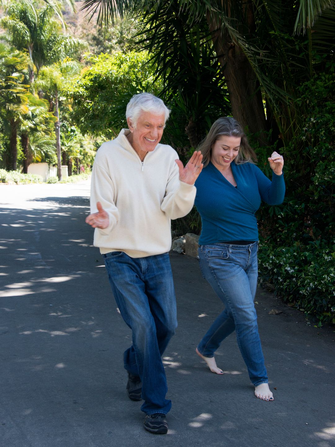 Dick Van Dyke and wife Arlene Silver dancing outside