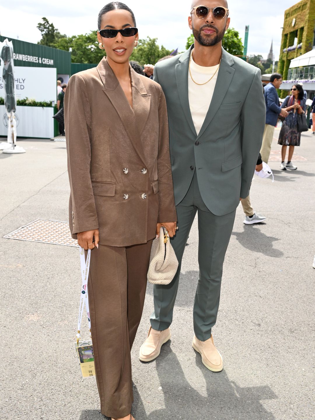 ochelle Humes and Marvin Humes attend day one of the Wimbledon Tennis Championships 