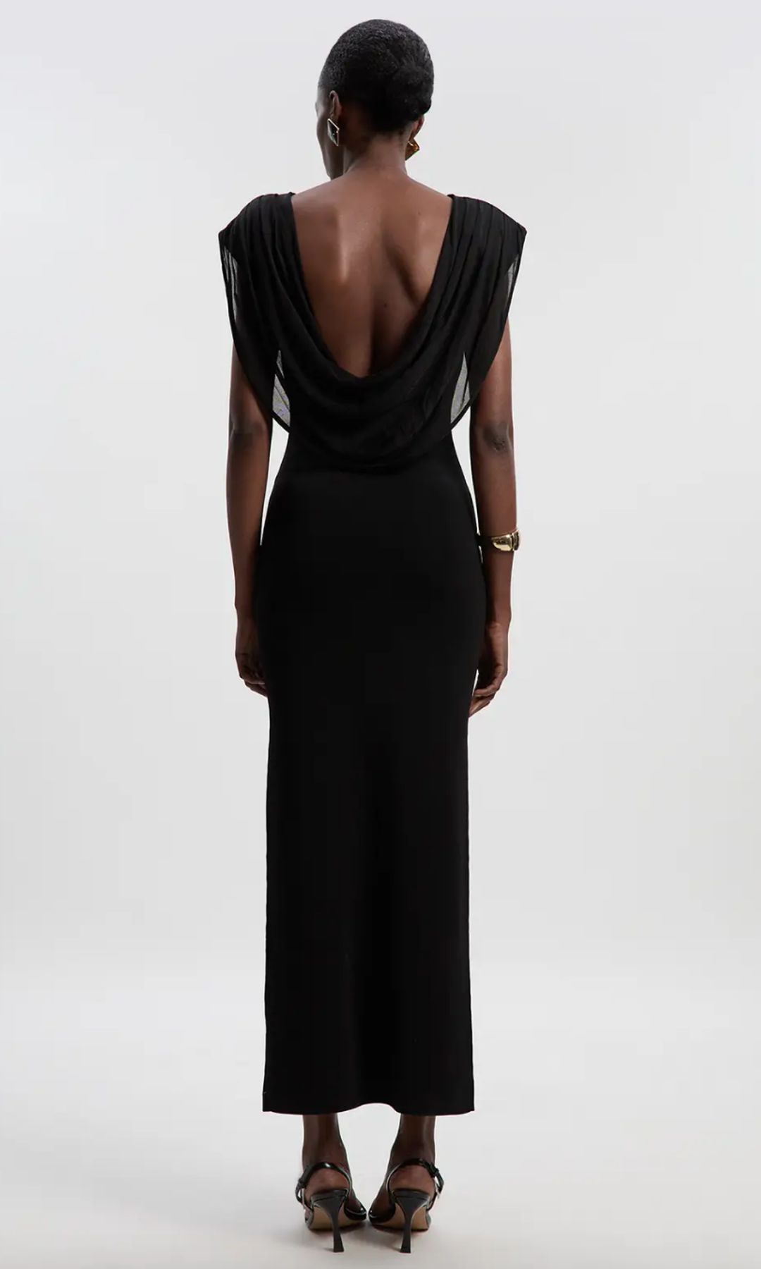 Karen Millen - Robe longue en tricot à dos plongeant et drapé en viscose mélangée