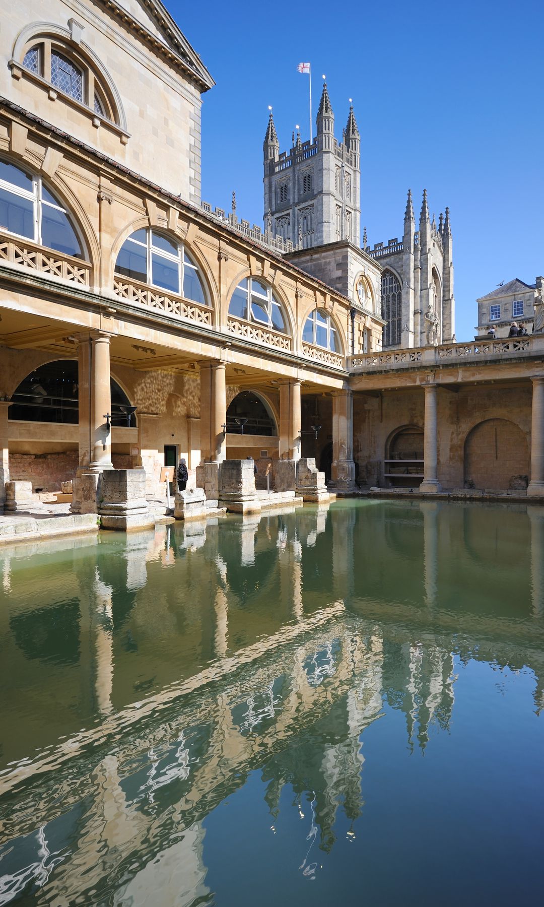 The famous Roman Baths with Bath Abbey in the background
