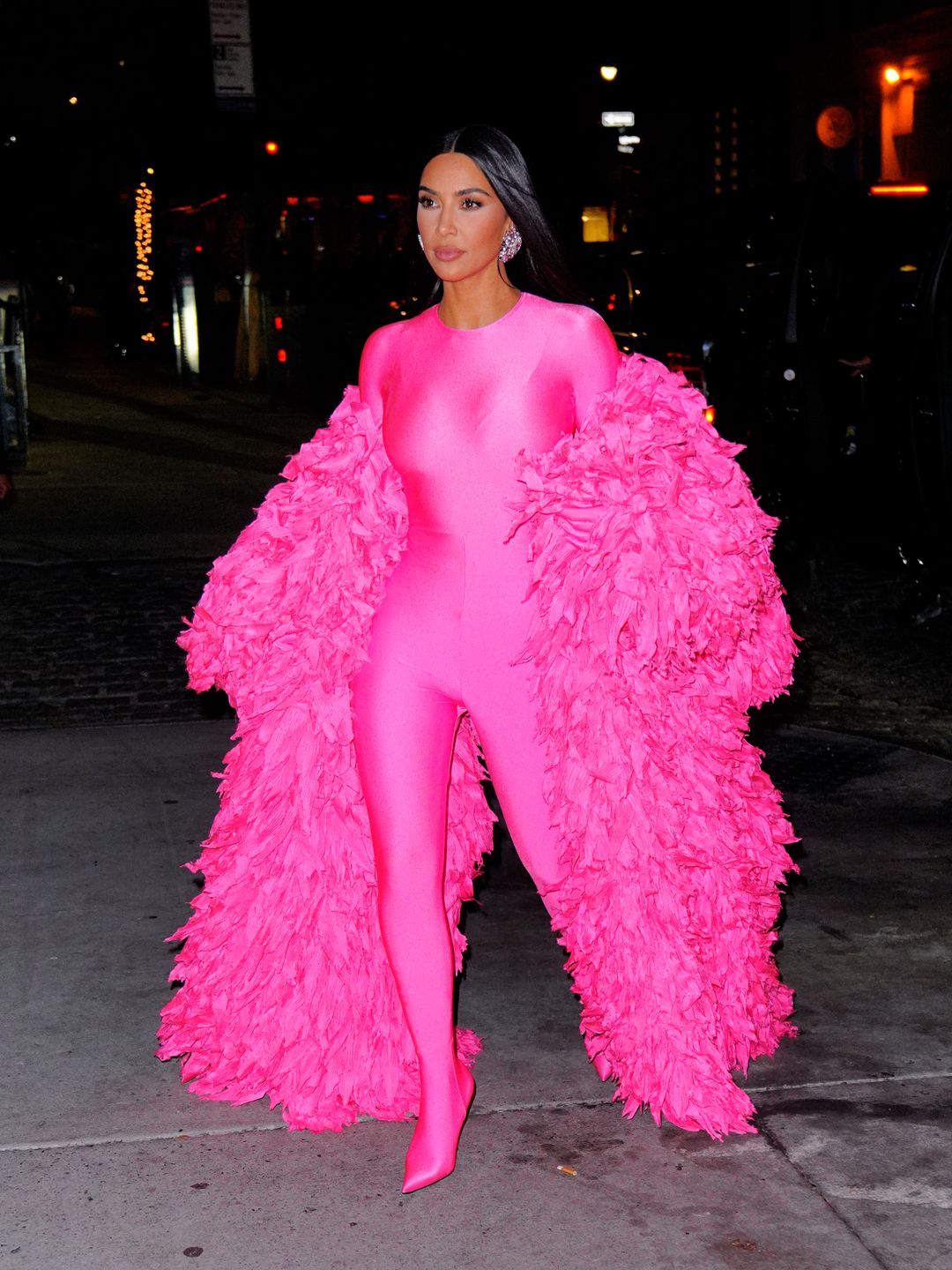 In anticipation of Barbicore's popularity, Kim wore hot pink to the 2021 Saturday Night Live party. 