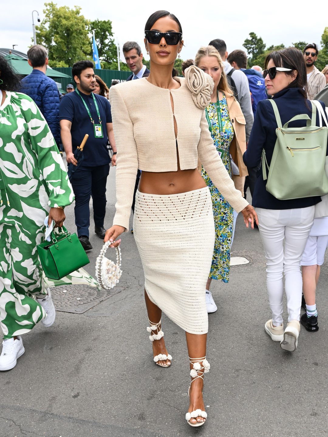 Maya Jama attends day thirteen of the Wimbledon Tennis Championships