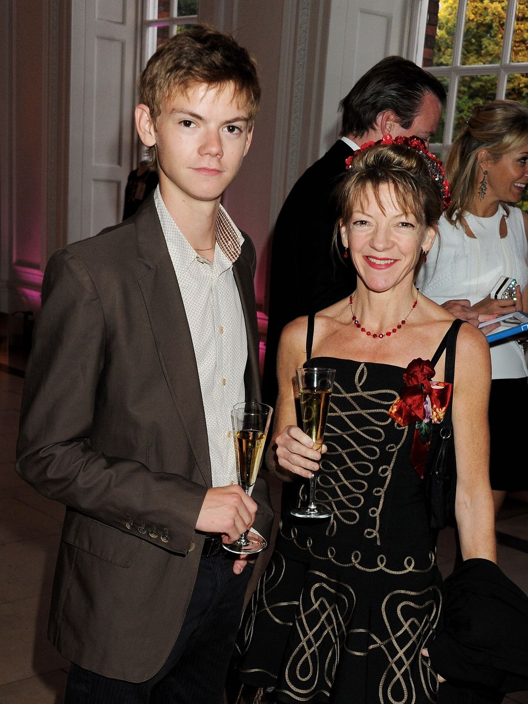 mother and son at summer party 