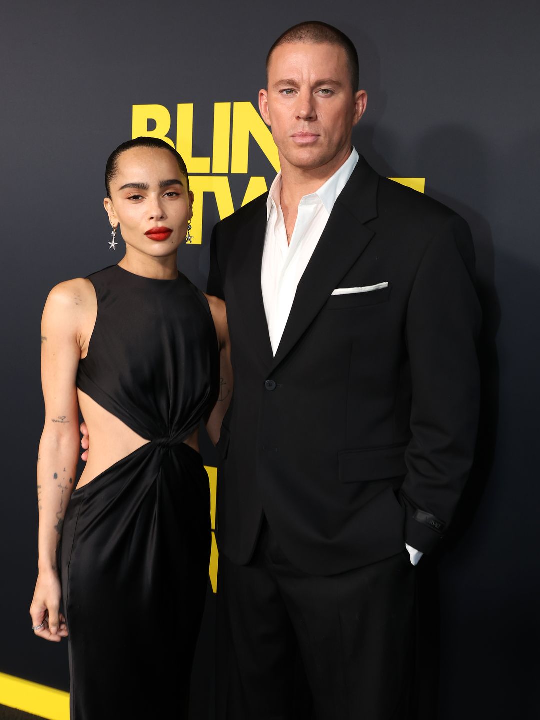 Zoë Kravitz (L) and Channing Tatum at Amazon MGM Studios Premiere of "Blink Twice" at DGA Theater Complex on August 08, 2024 in Los Angeles