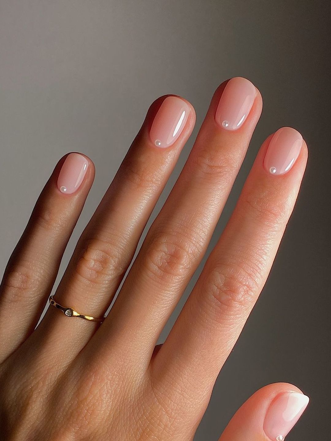 Neutral nails pearl accents 