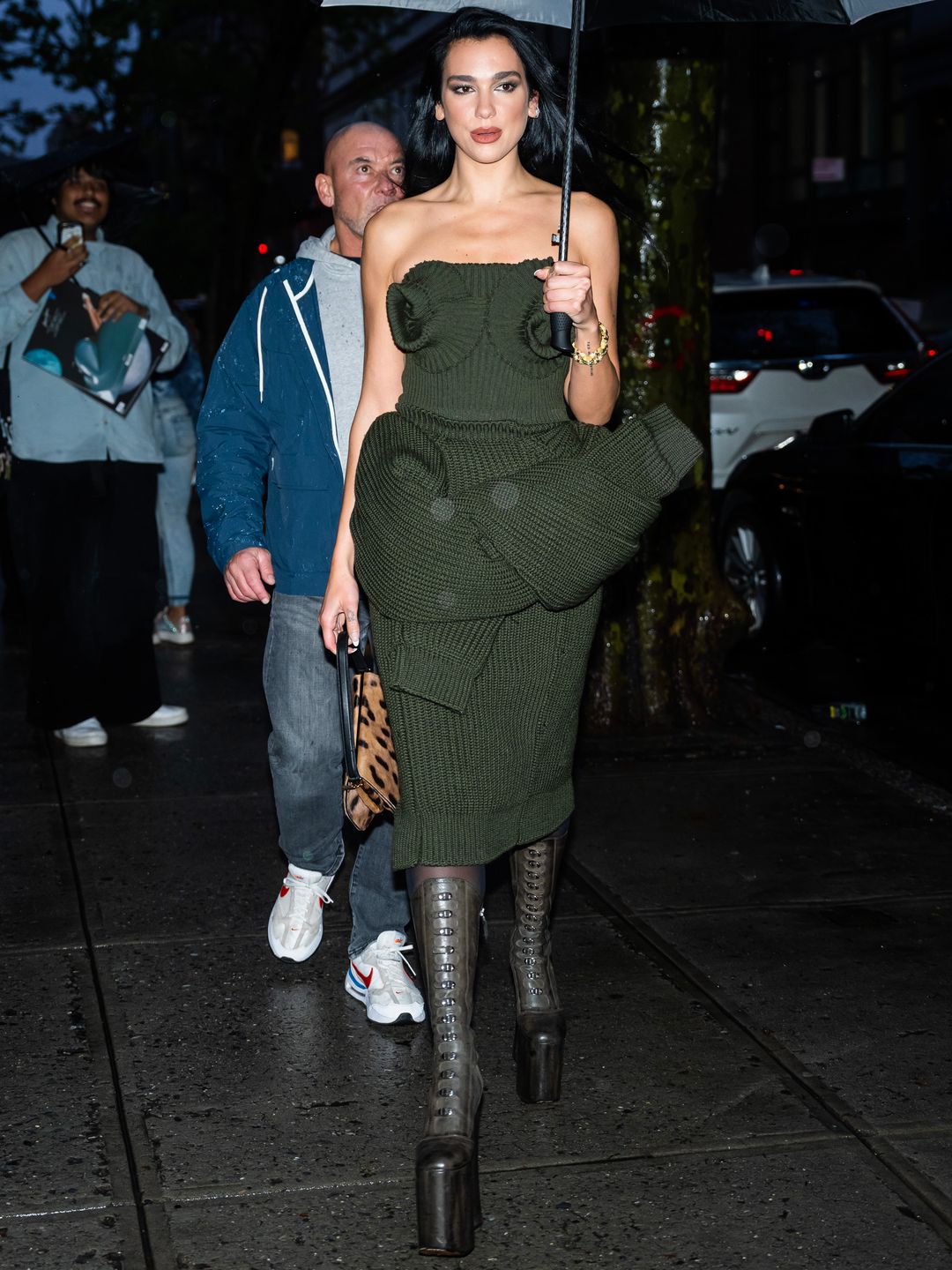 NEW YORK, NEW YORK - APRIL 30: Dua Lipa is seen arriving for a pre-Met Gala dinner hosted by Anna Wintour in SoHo on April 30, 2023 in New York City. (Photo by Gotham/GC Images)
