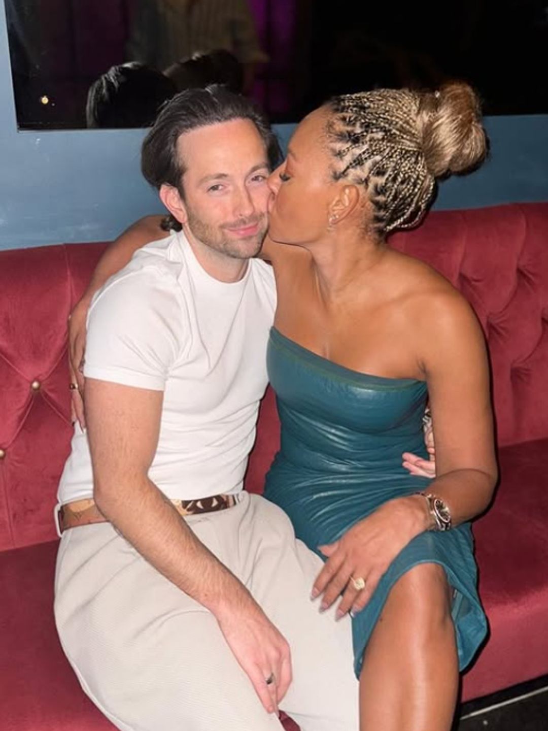 Mel B kissing Rory McPhee on the cheek