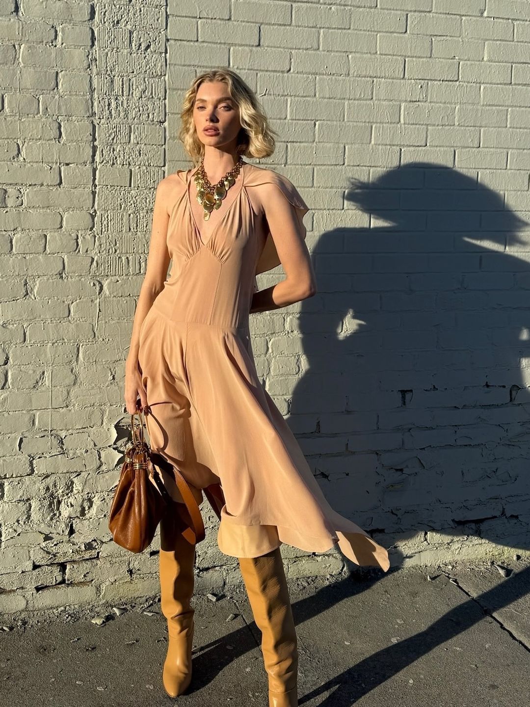 Elsa Hosk wears a Chloé outfit to pose on Instagram