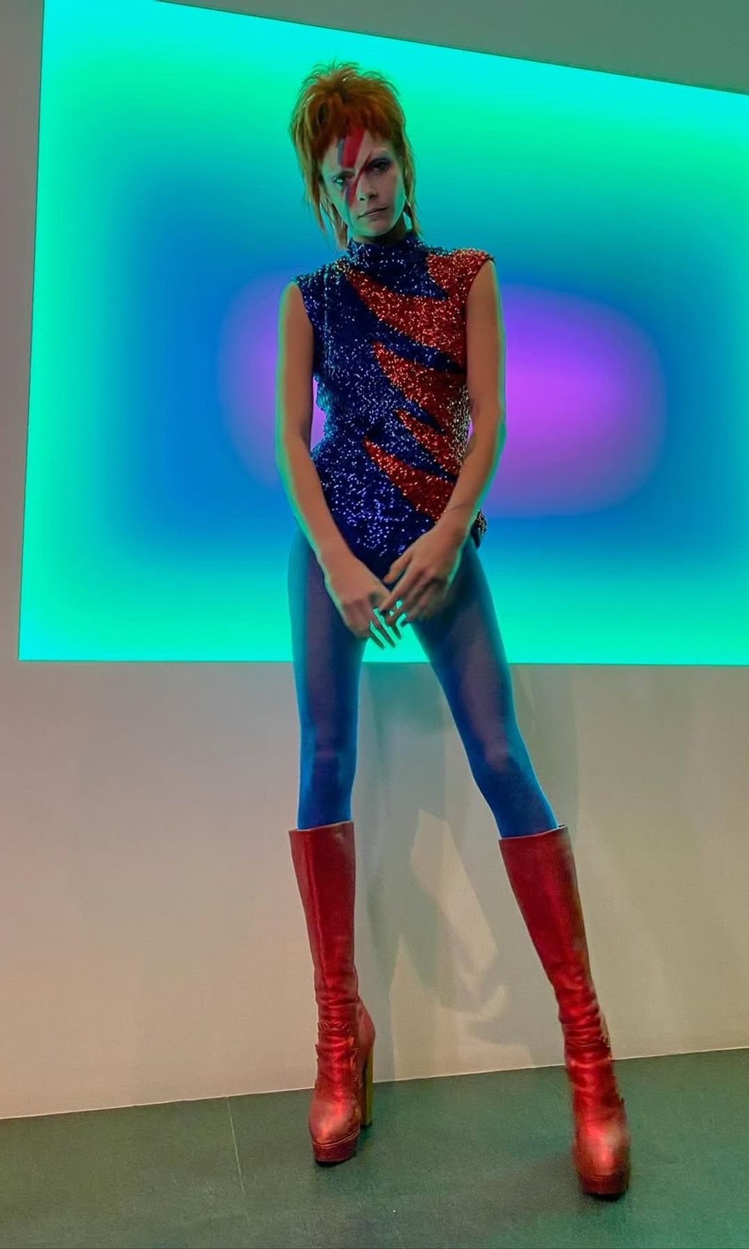 Cara Delevigne in a David Bowie Halloween costume