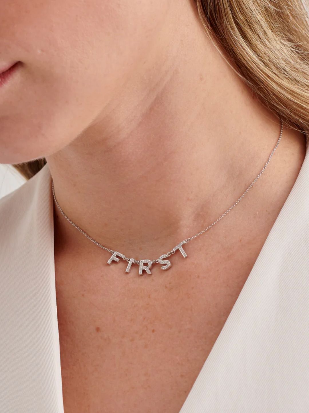 Personalised Diamond Letter Necklace - Roxanne First