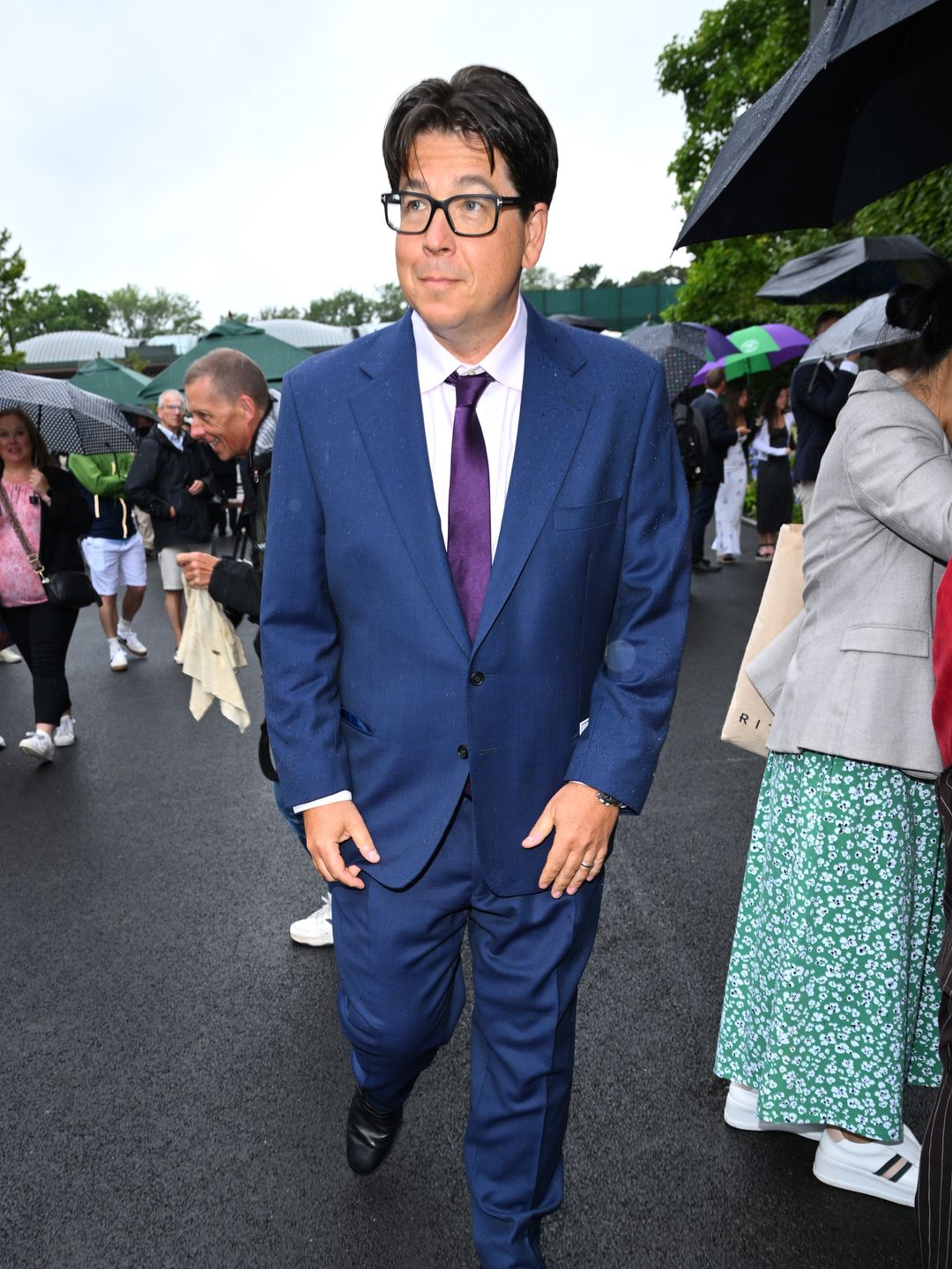 Michael McIntyre in blue suit at wimbledon