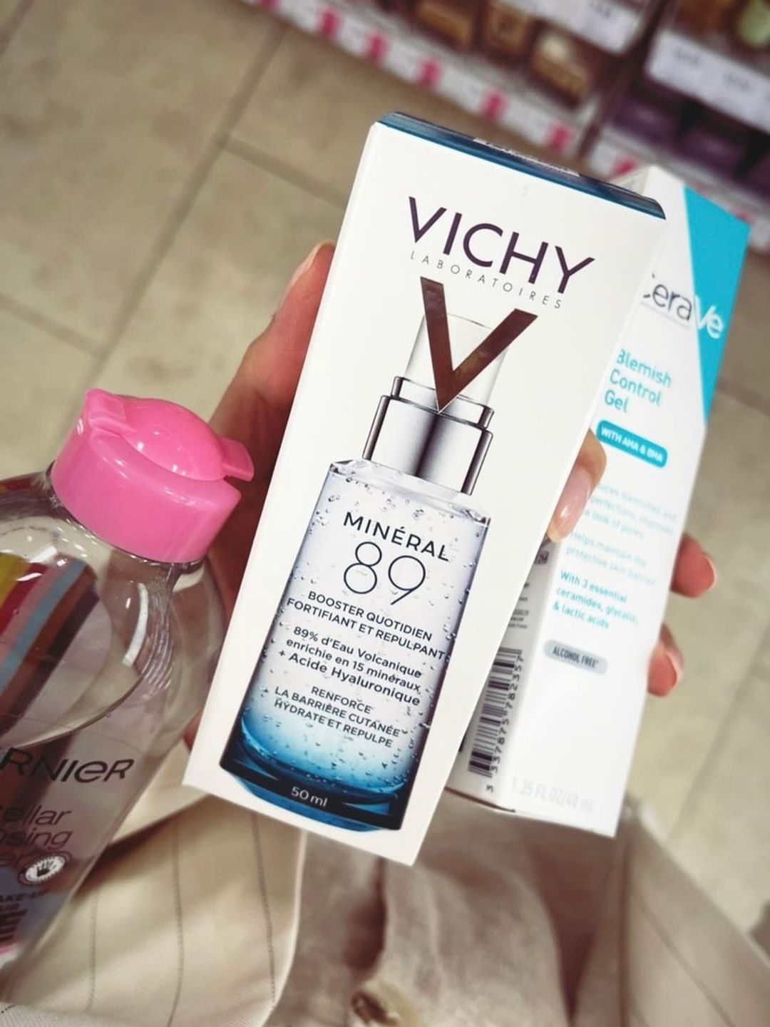 Vichy Mineral 89 serum and CeraVe Blemish Control Gel 