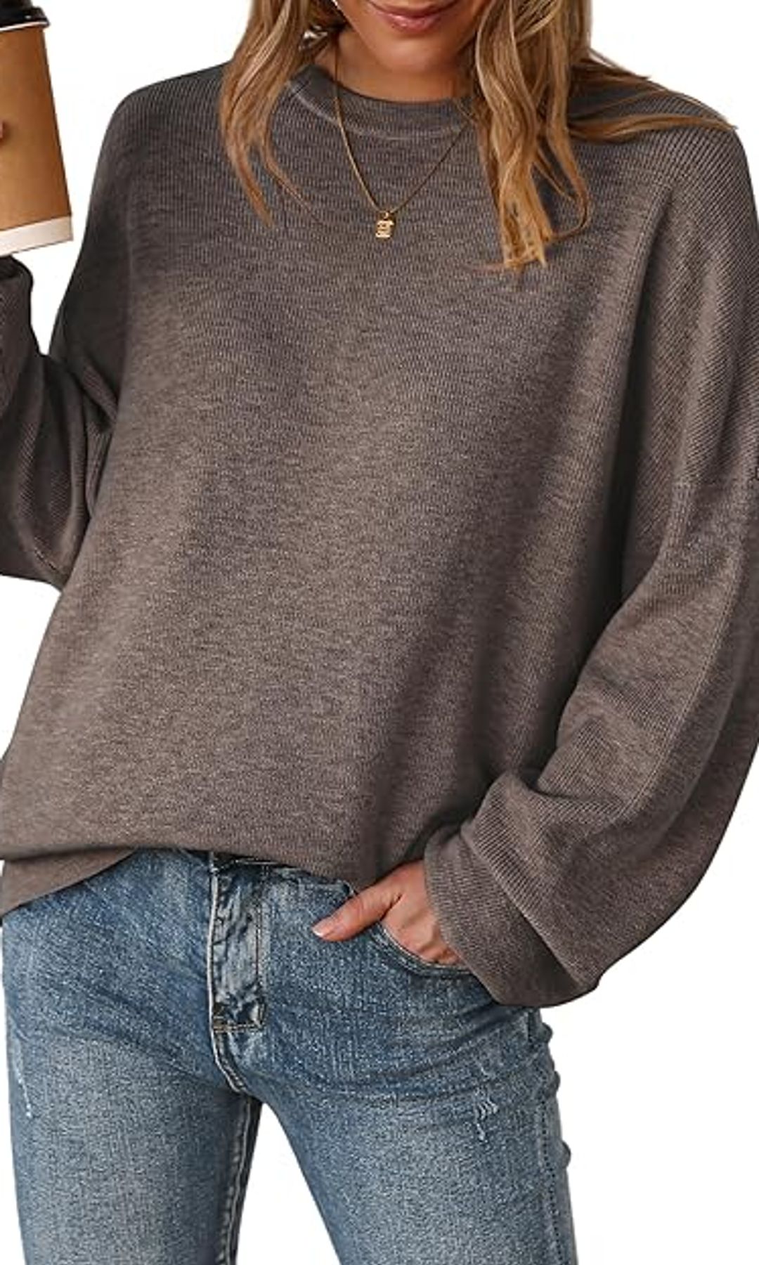 Sweater Crewneck Kebesaran Campuran Wol Arach&Cloz