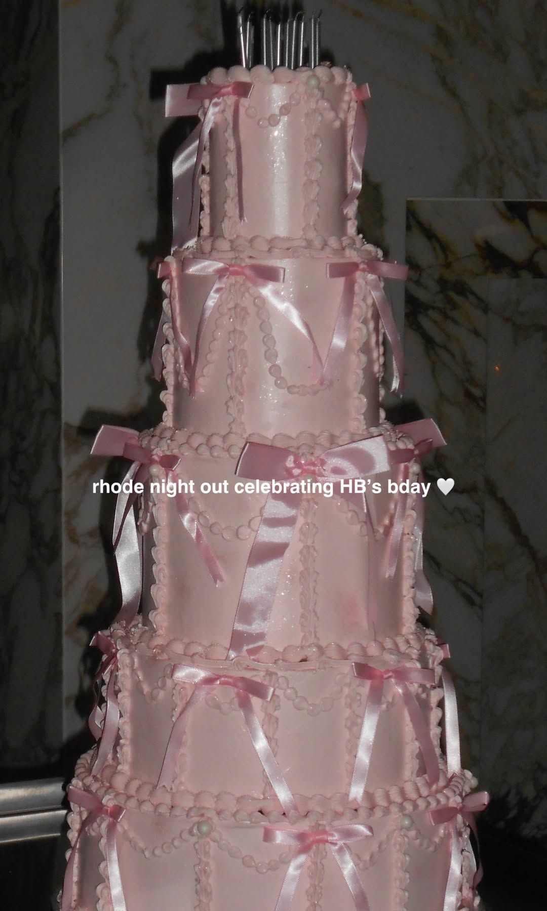 Hailey Bieber's pink tiered birthday cake 