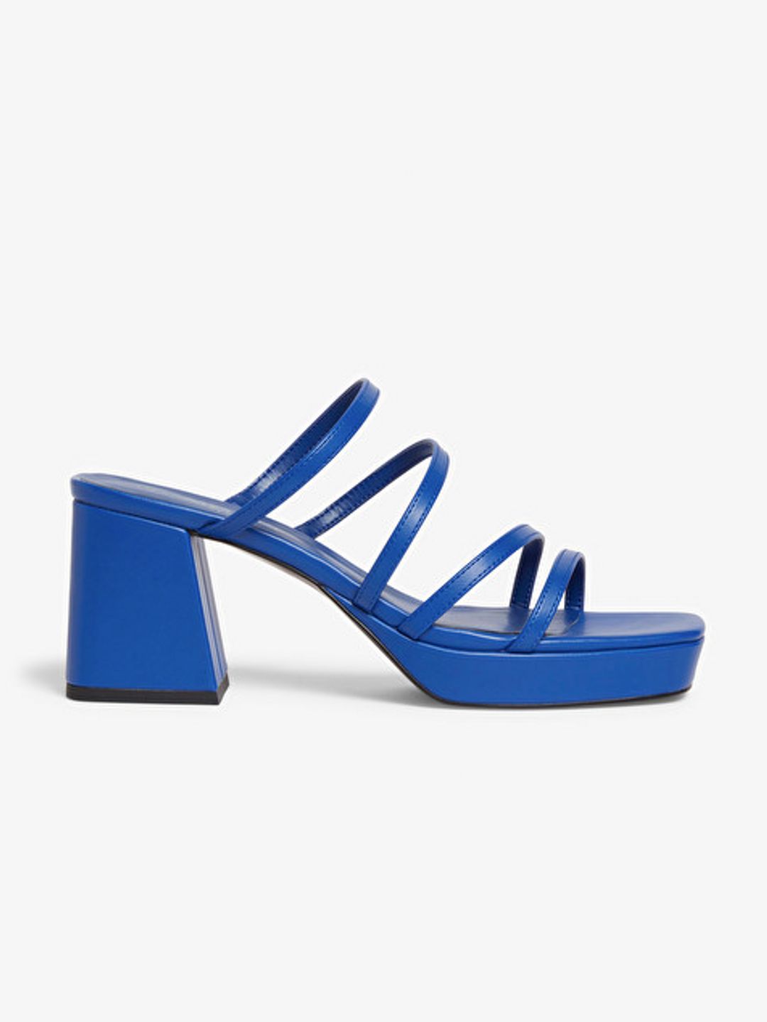 Blue strappy block heel sandals - Monki