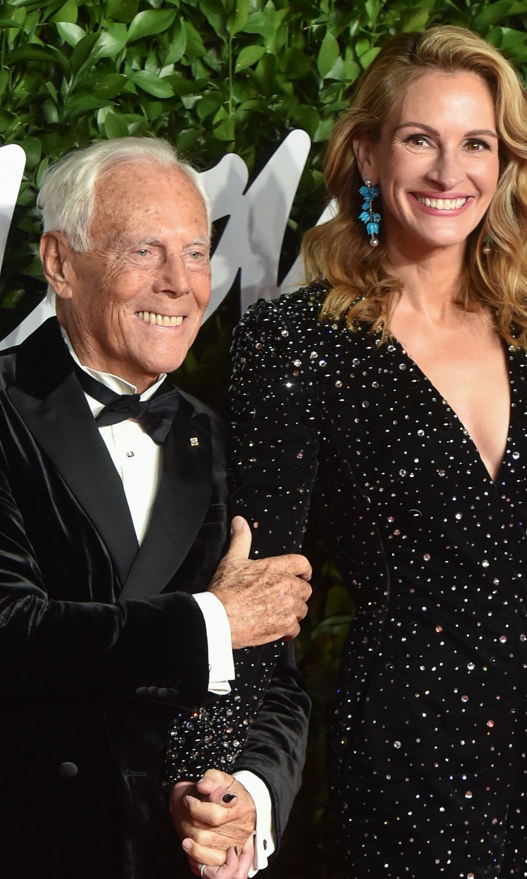 Julia Roberts posed with Giorgio at the Fashion Awards in London in December 2019