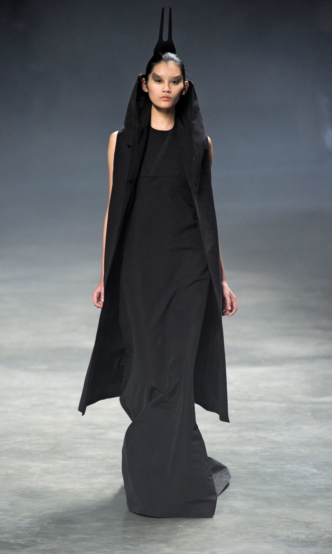  A model walks the runway at the Rick Owens Spring Summer 2011 fashion show during Paris Fashion Week on September 30, 2010 in Paris City. 