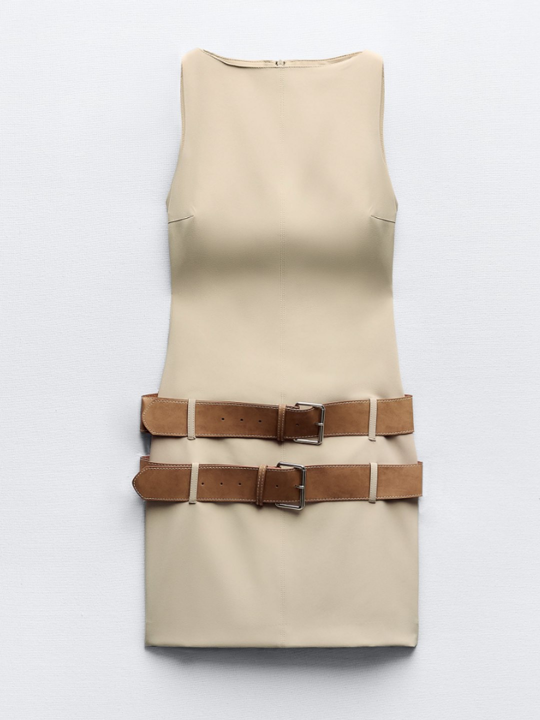 Zara cream dress with double belt detailing 
