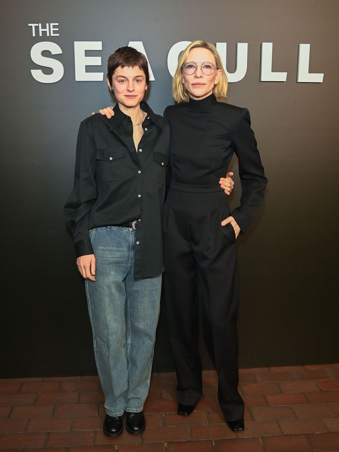 Emma Corrin and Cate Blanchett attend the press night performance of "The Seagull" at The Barbican Theatre on March 6, 2025 in London, England.