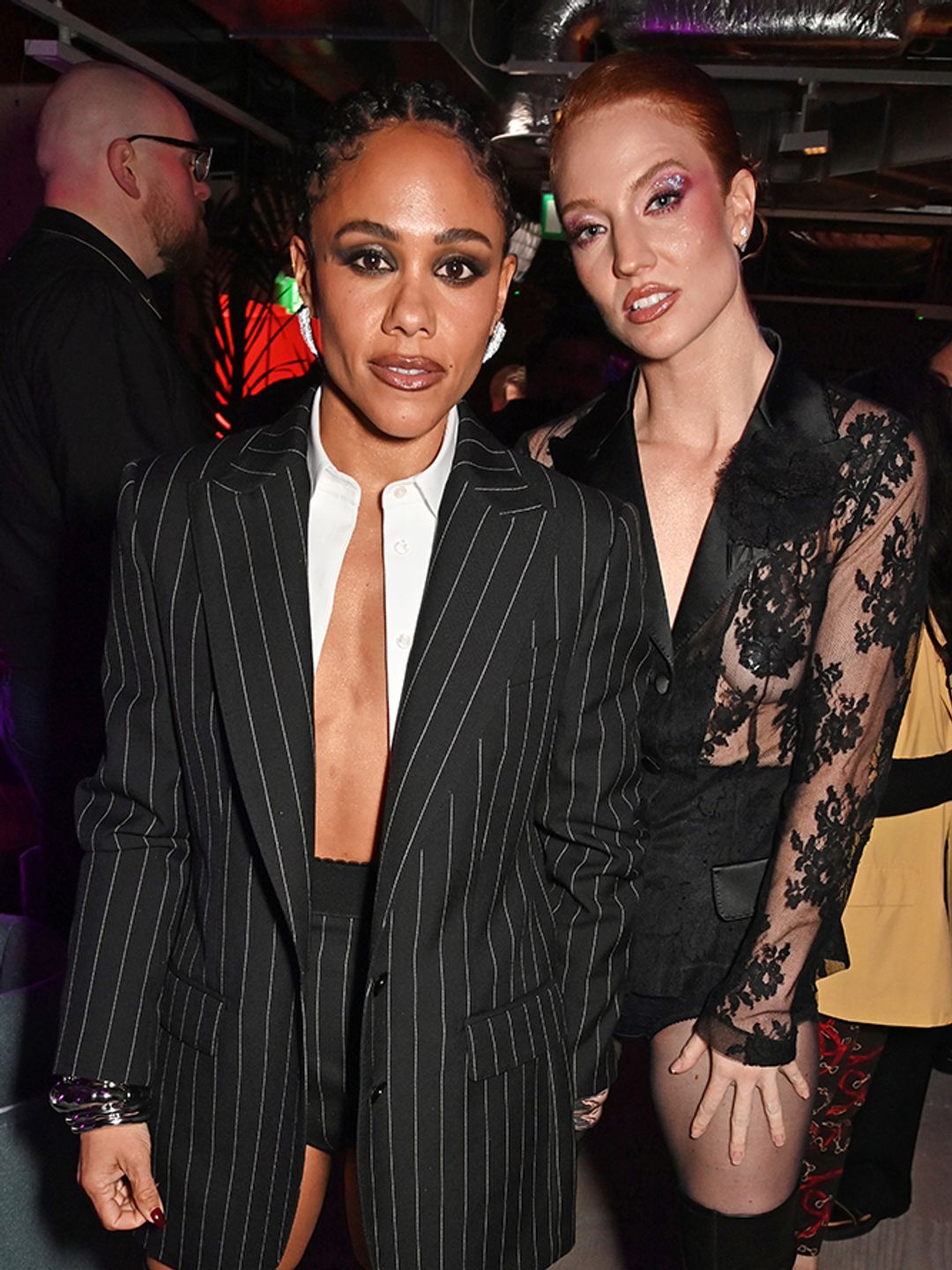 Alex Scott and Jess Glynne at a Brits after party