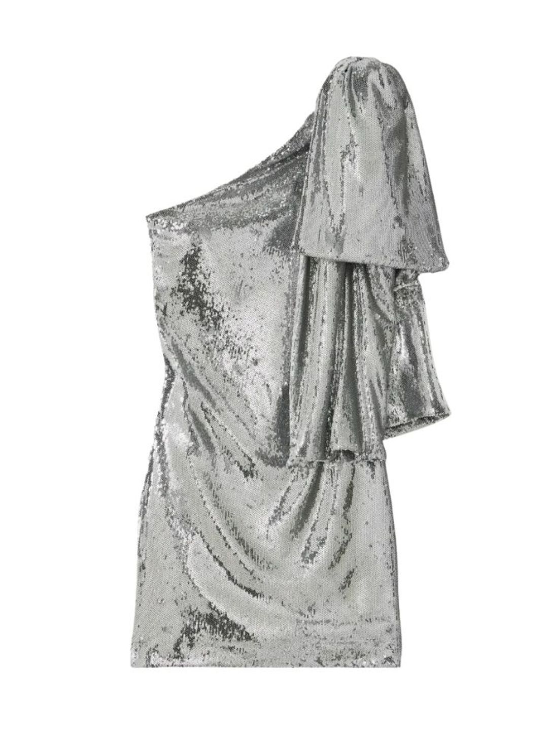 Silver one-shoulder sequin dress