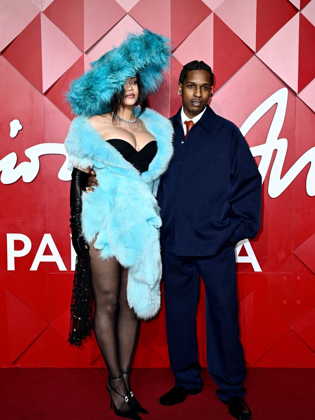 rihanna in blue fluffy dress