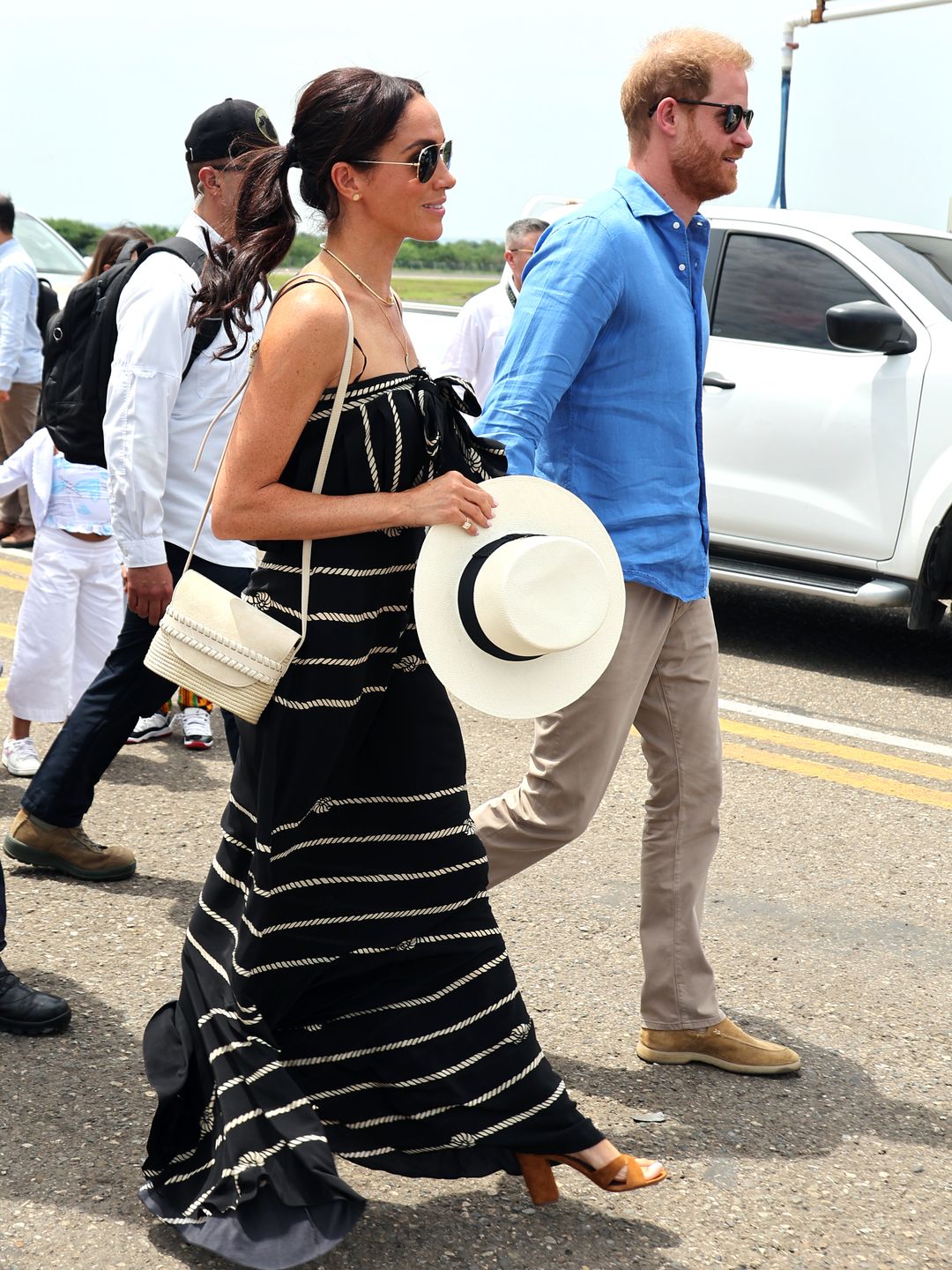 The royal wore a host of designer shoes for the Colombia tour