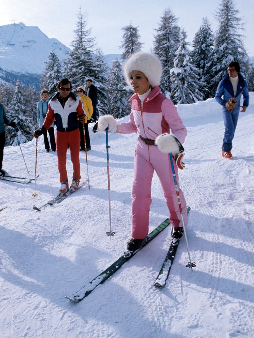 Empress Farah Pahlavi of Iran on a skiing holiday in 1975.