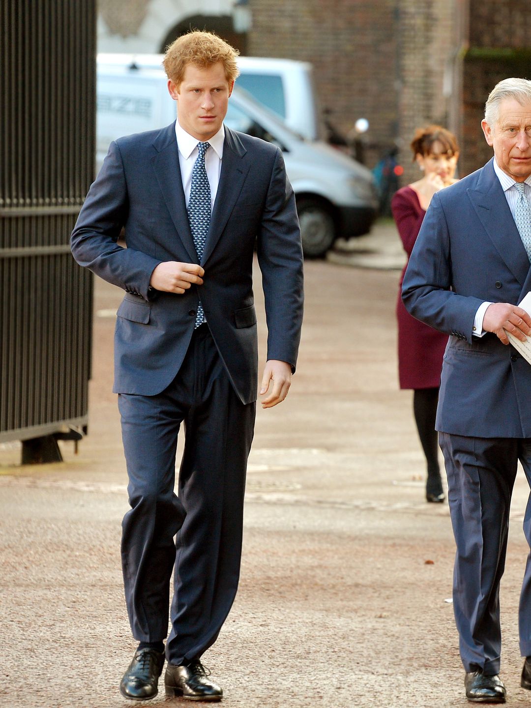 Prince Harry, Prince Charles, Prince of Wales and Prince William, Duke of Cambridge arrive at the Illegal Wildlife Trade Conference at Lancaster House on February 13, 2014 in London, England. It is hoped that following discussions at the conference, nations will sign a declaration that will commit them to a range of goals to combat the poaching that is threatening animals such as tigers, elephants and rhinos. (Photo by John Stillwell - WPA Pool/Getty images)