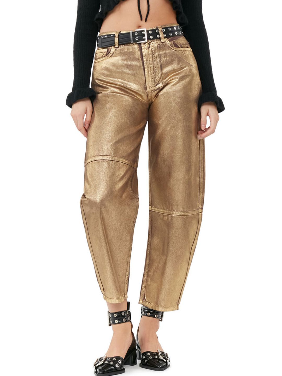 Gold Foil Stary Jeans - Ganni