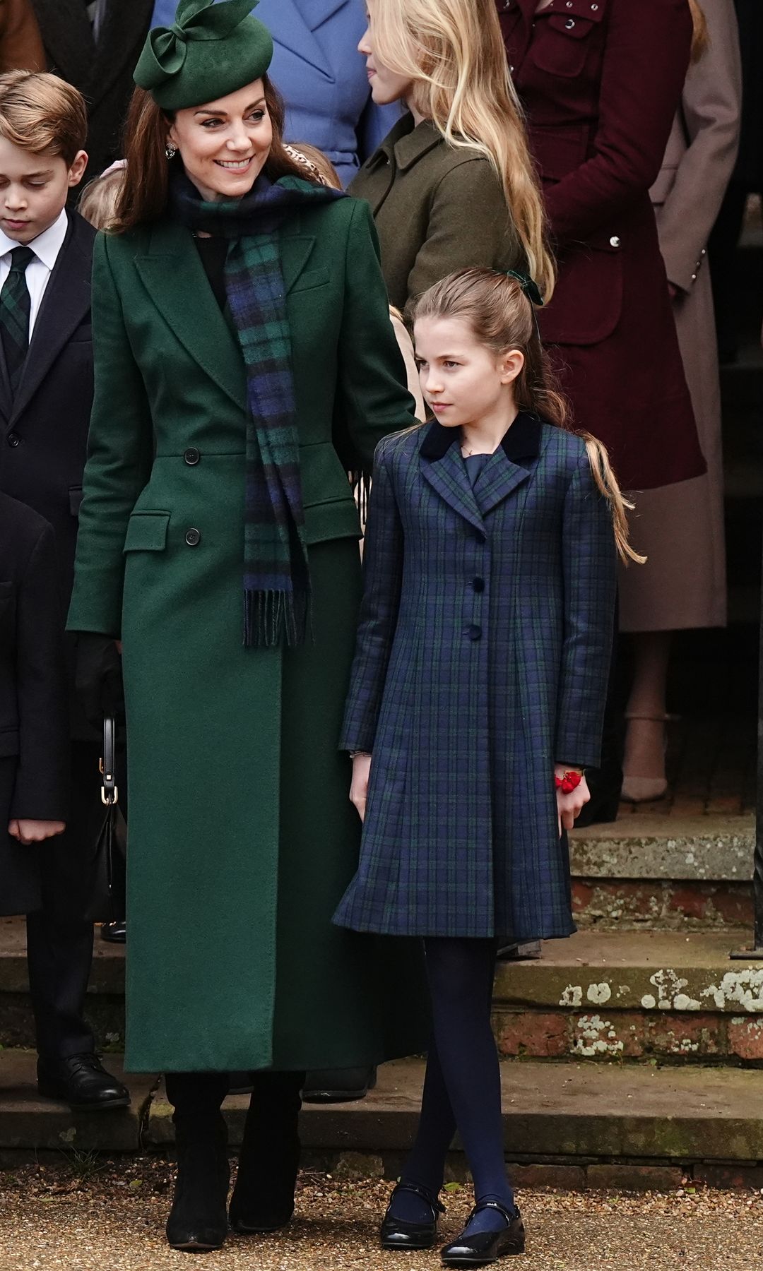 Princess Charlotte with her legs crossed at the Christmas church service