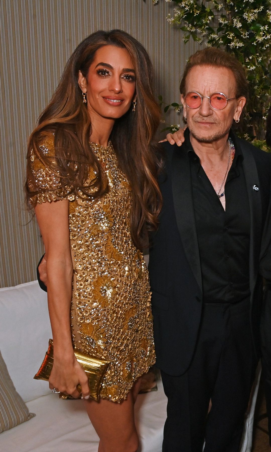 Amal Clooney, Bono, Rachida Dati, Aurore BergÃ© and Baria Alamuddin celebrate Apple Original Films' "Bono: Stories of Surrender" Cannes Film Festival World Premiere at Le Panorama Rooftop on May 16, 2025 in Cannes, France. "Bono: Stories of Surrender" premieres globally on Apple TV+ on Friday, May 30, 2025. (Photo by Dave Benett/Getty Images for Apple)
