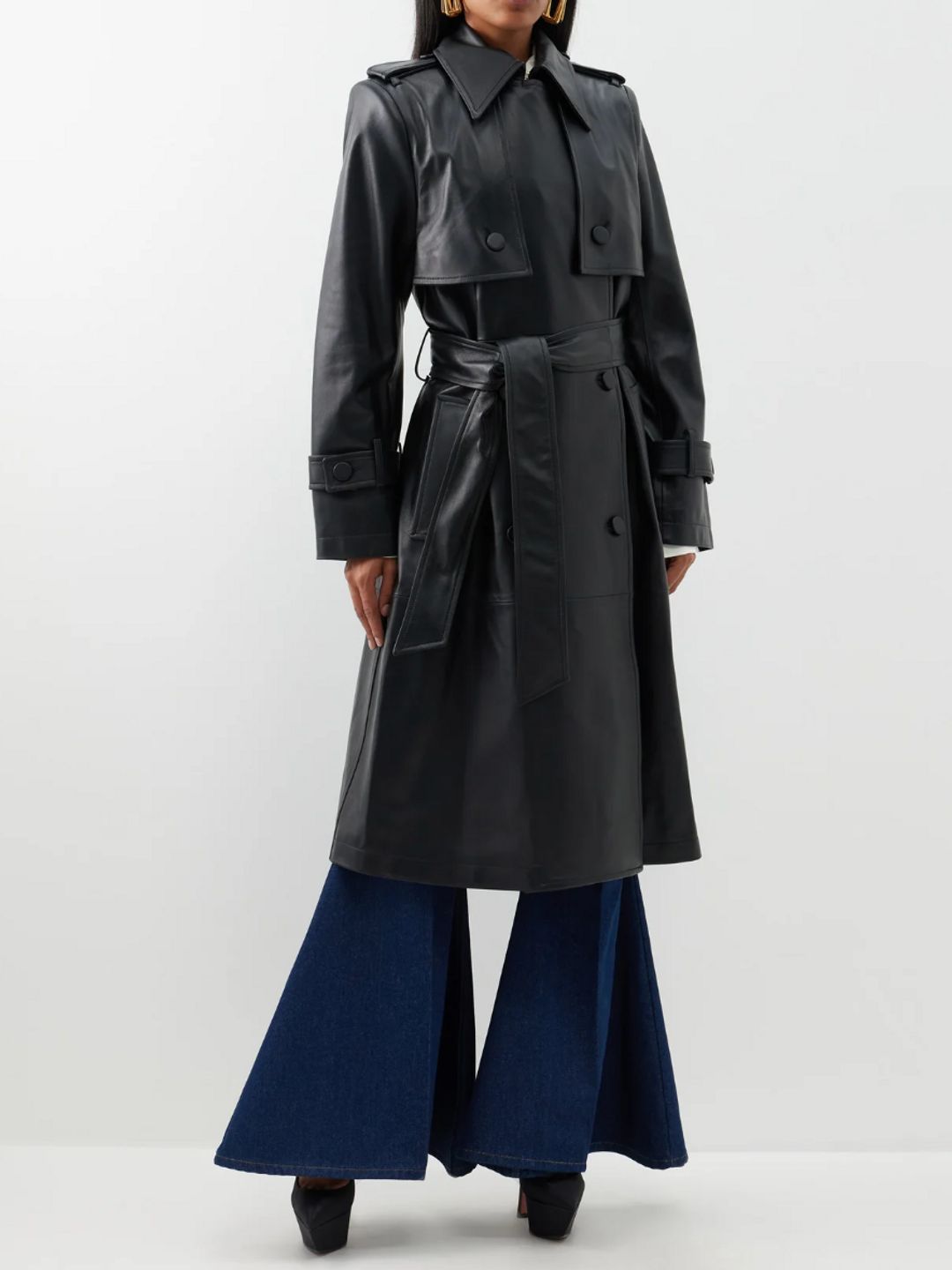 Black leather coat 